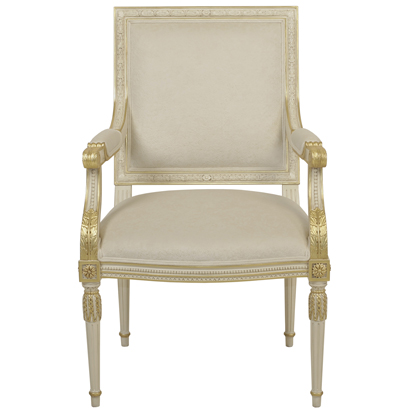 Hand-carved, hand- painted antique reproduction chair made of Mahogany.