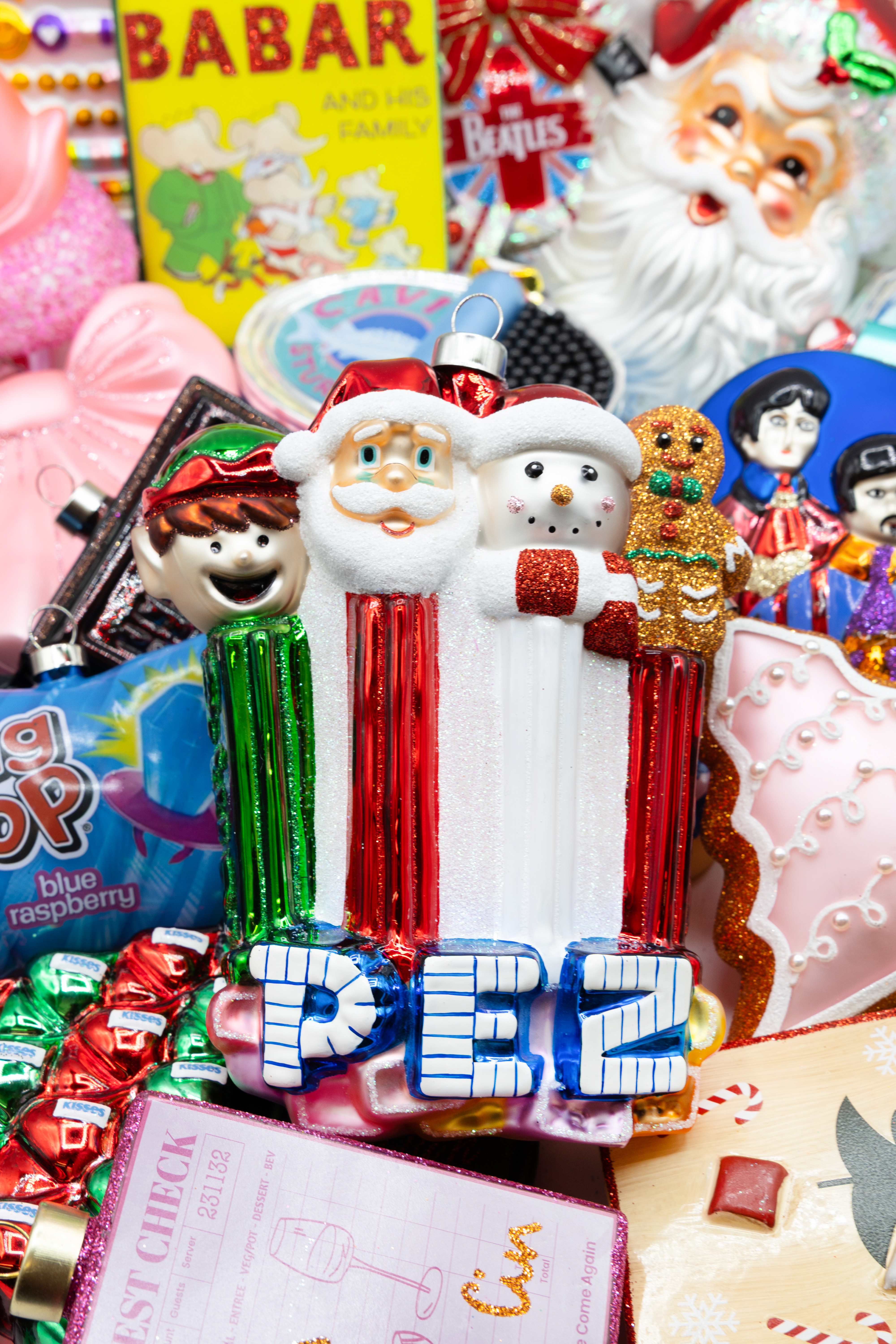 Deck your tree with a PEZ Cheerful Crew—Santa, Snowman, Elf, and Gingerbread man—all ready to spread sweet holiday cheer!