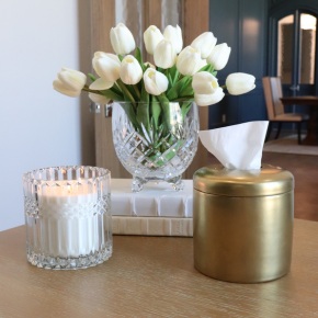 Matte Gold Decorative Ceramic Tissue Vessel 