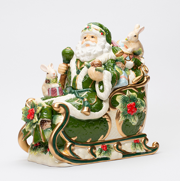 Santa on Sleight Cookie Jar 10 7/8"H