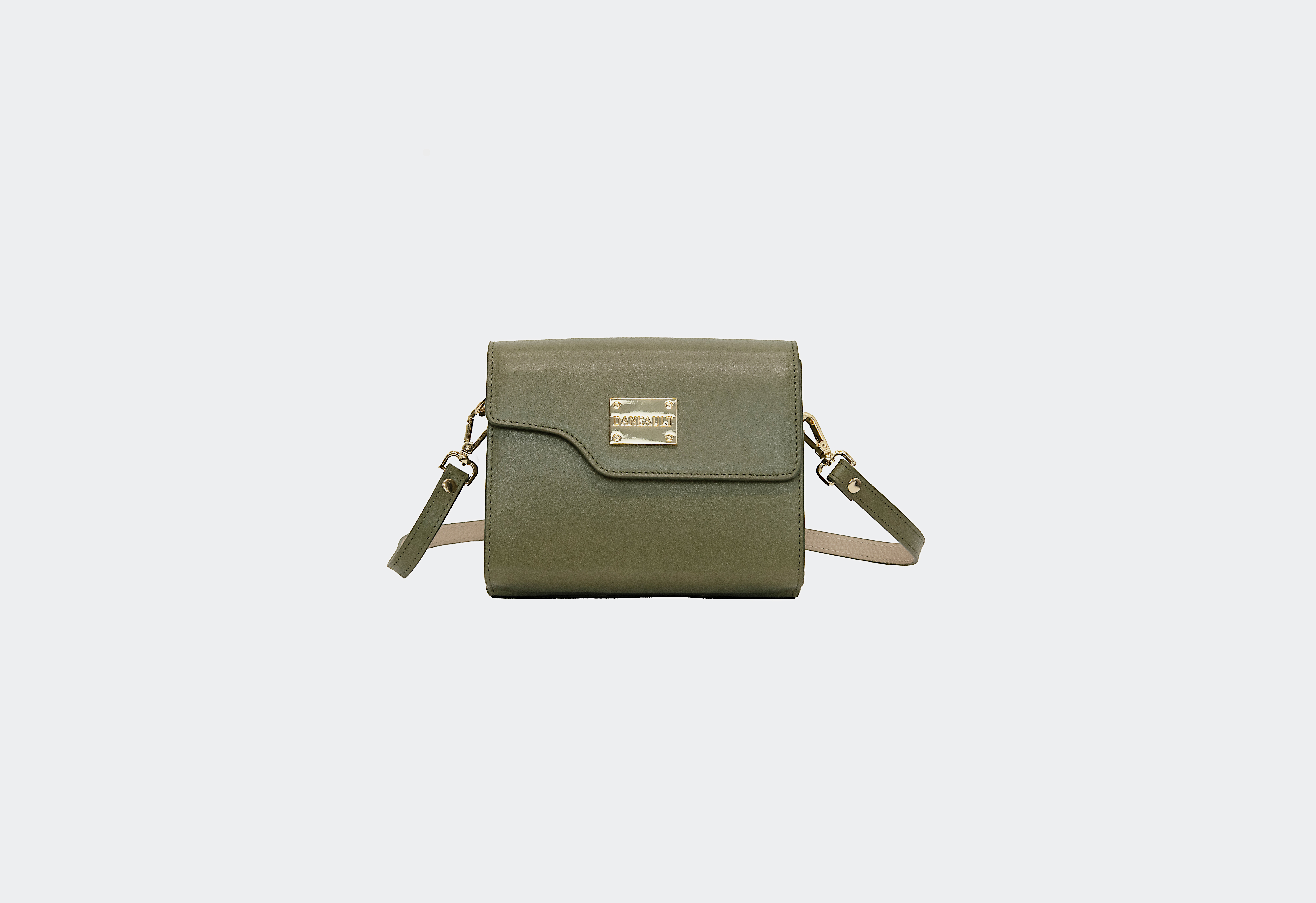 Luxury, Leather Patented Reversible Purse in Olive Green and Cream Colorway