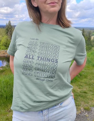 All things SS tee- sage w/ grey text