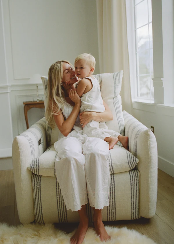 James Dual Motor gliding recliner in Seaside Stripe
