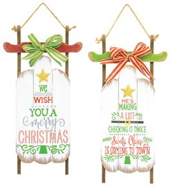 Christmas Carol Lyrics Sled Hanger 2 Asst.