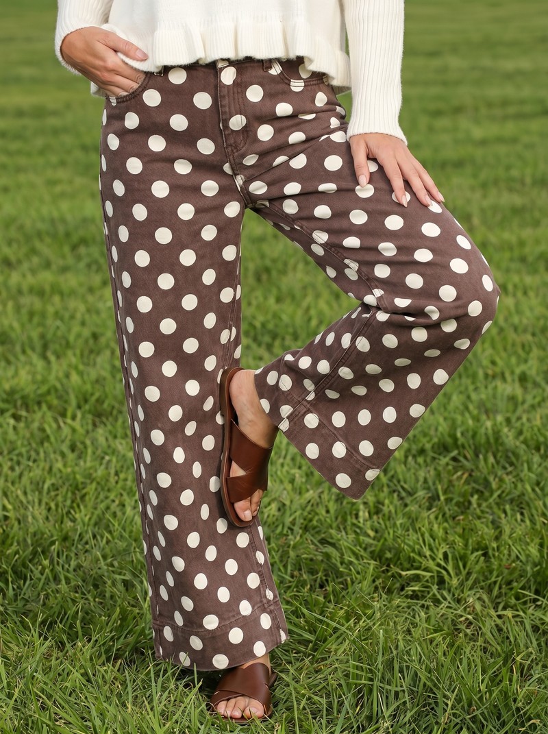 wide-leg polka-dot pants