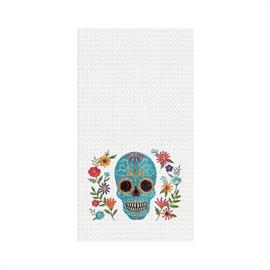 C&F Home- Aqua Sugar Skull & Flowers Towel