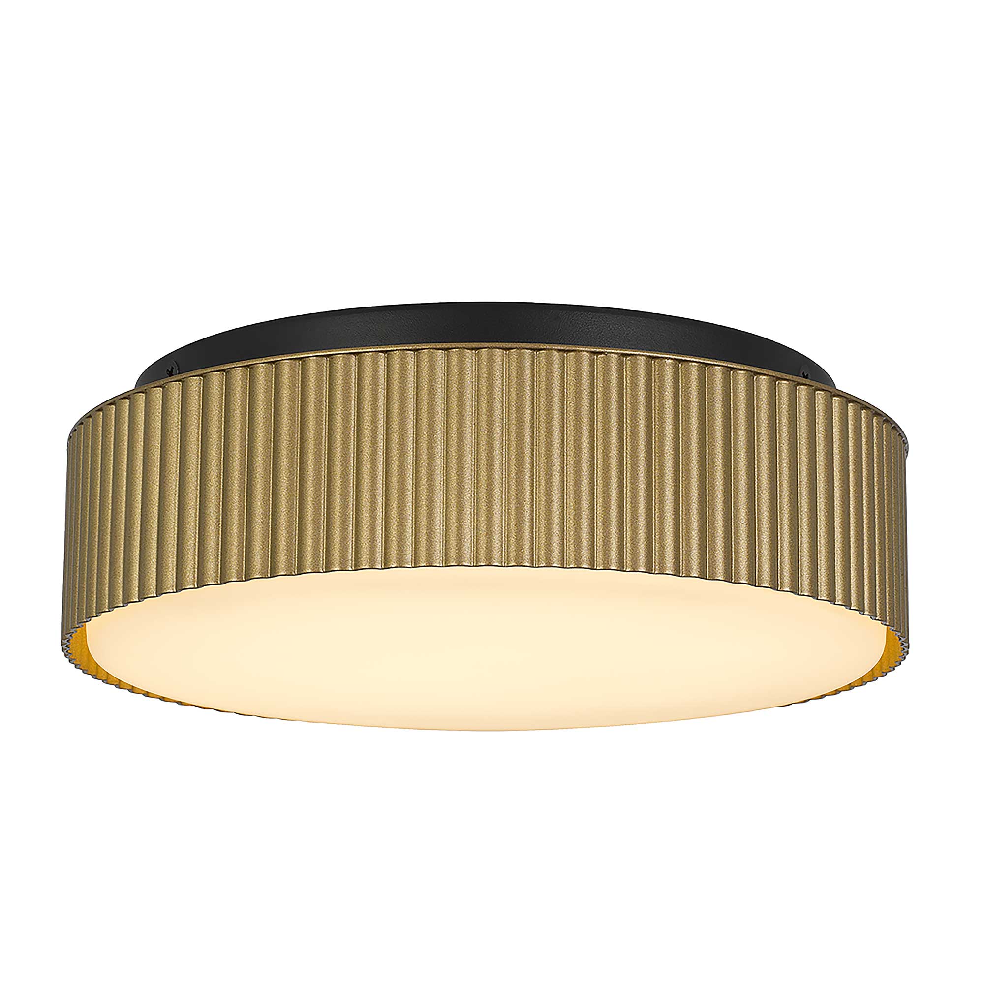 The Channel Flush Mount features elegant, fluted detailing and a soft white glass diffuser, making it an iconic Art Deco stylish accent for any ceiling. Available in 9" or 13" sizes with 5 CCT Capable