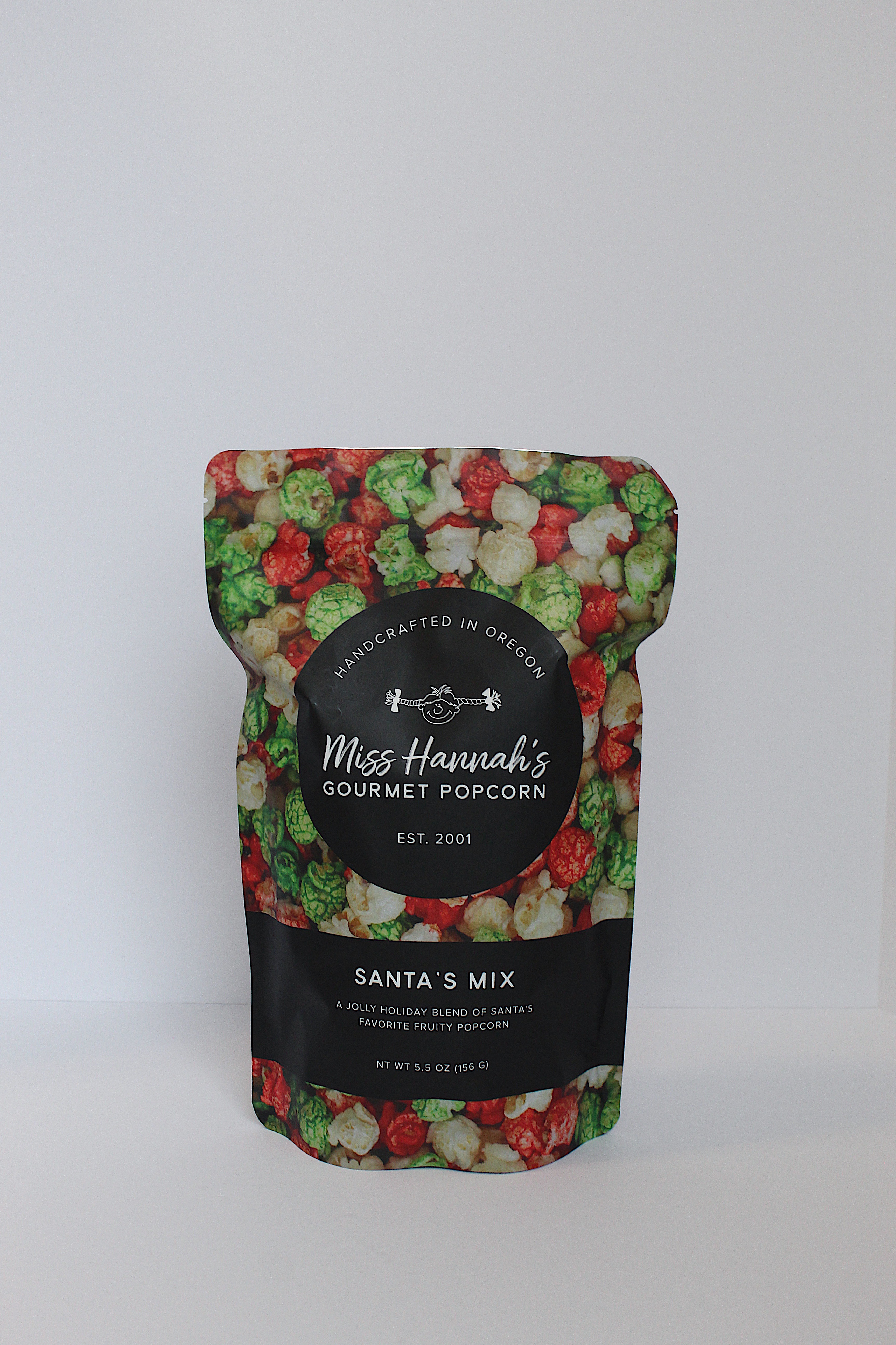 Front Profile of Santa's Mix Gourmet Popcorn