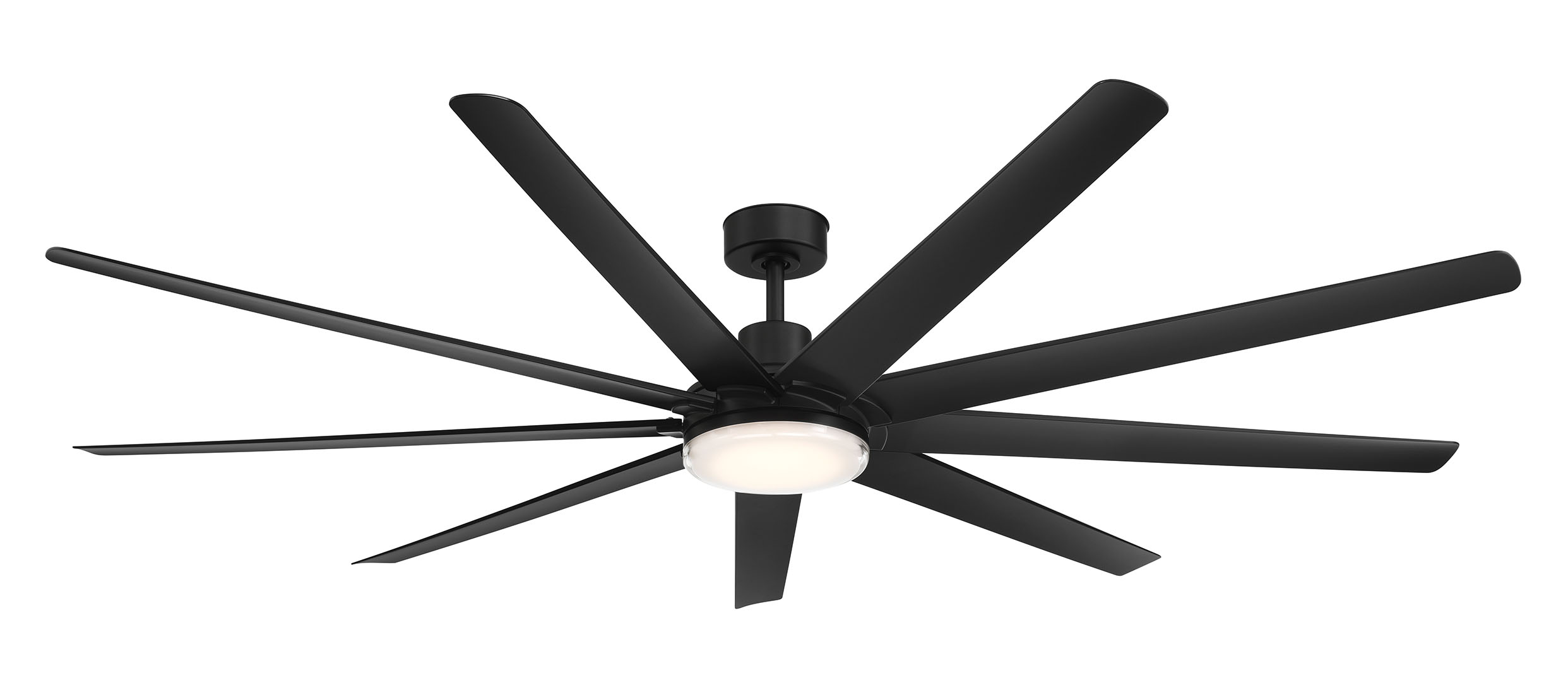 80" Wet rated Smart DC ceiling fan with Cap and Light kit included, available in Matte Black and Matte White 
