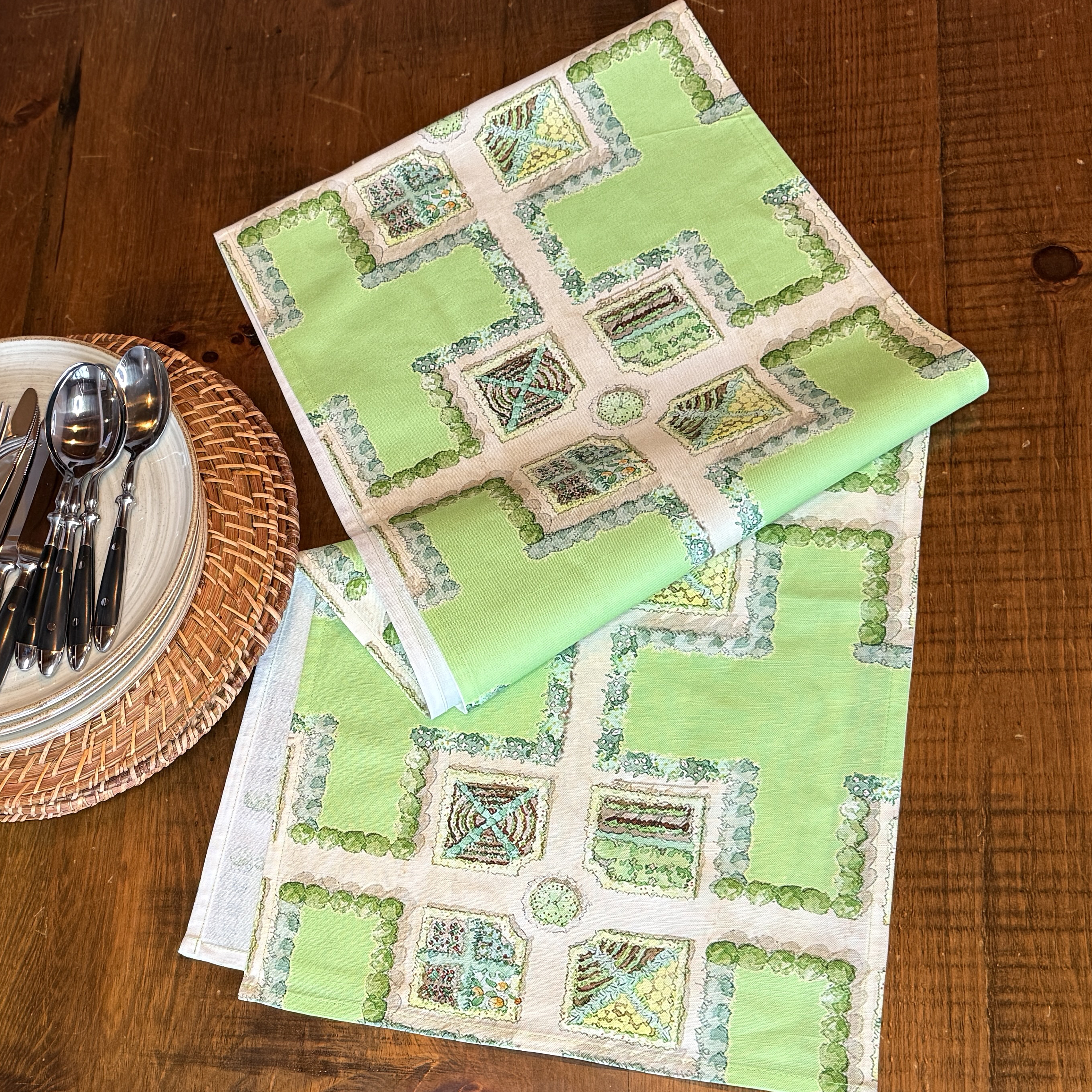 Original Hand Painted Art Printed on 55% Linen/45% Cotton,  14" x 72" Table Runner