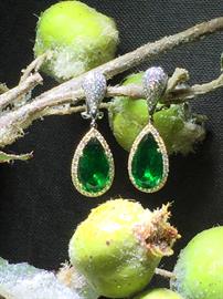 Emerald and diamond earrings