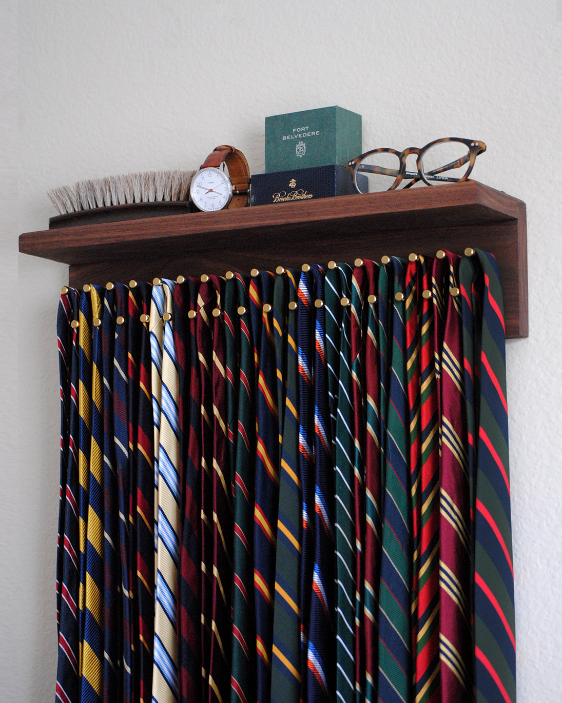 Custom made wood tie racks. Pick your size, wood, and hardware finish