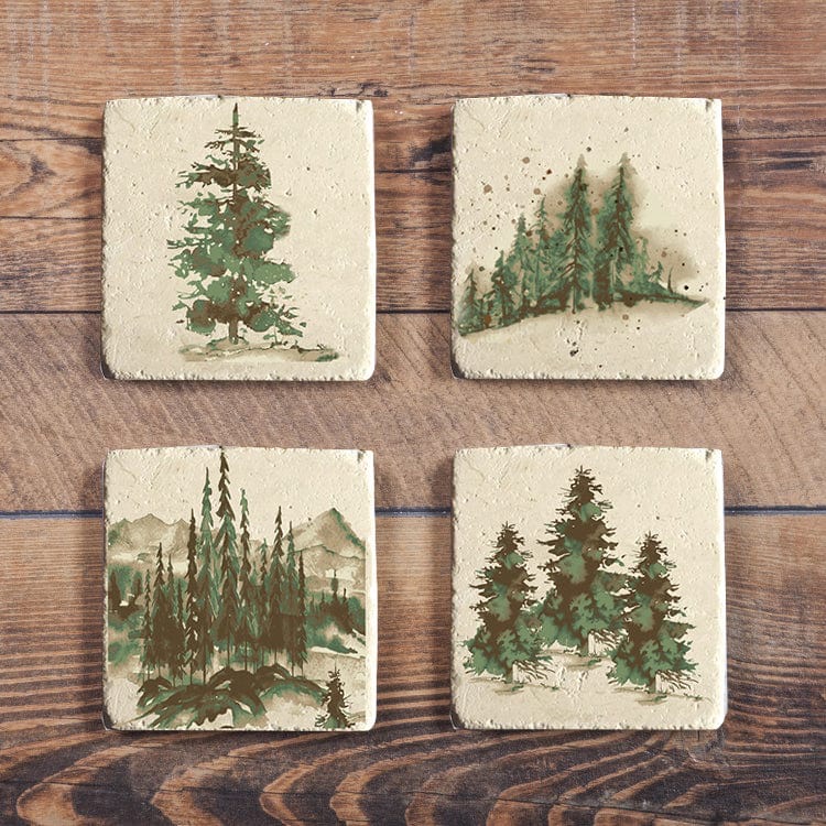 Recall refreshing scenes of pine trees and mountains while dining with our Joshua Coaster Set.