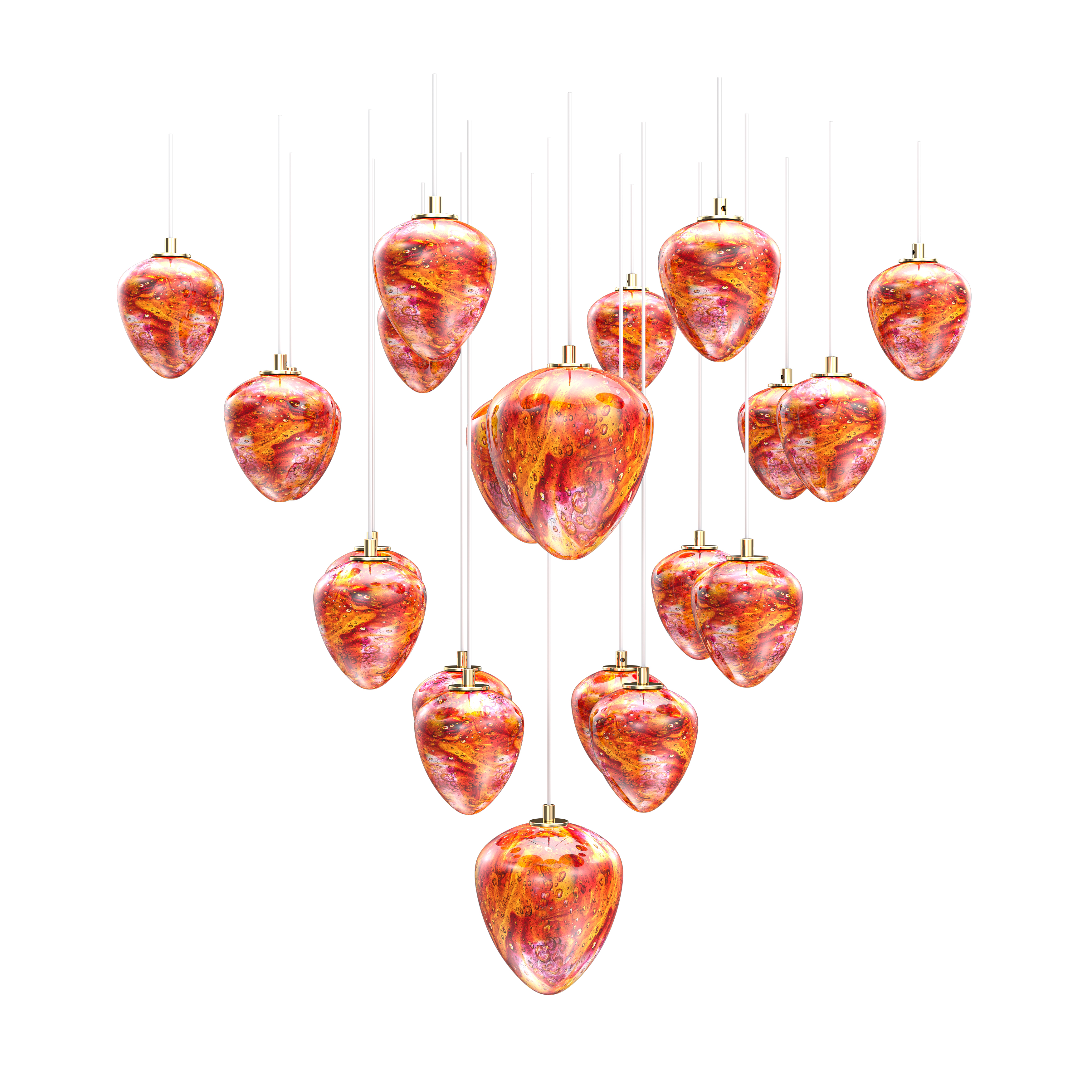 AMULET 8  Color: crystal + amber + gold ruby extra  Diameter: 1000 mm (39,37 in)  Height: 890 mm (35,04 in)  Weight: 31 kg  Light source: 12 x G9
