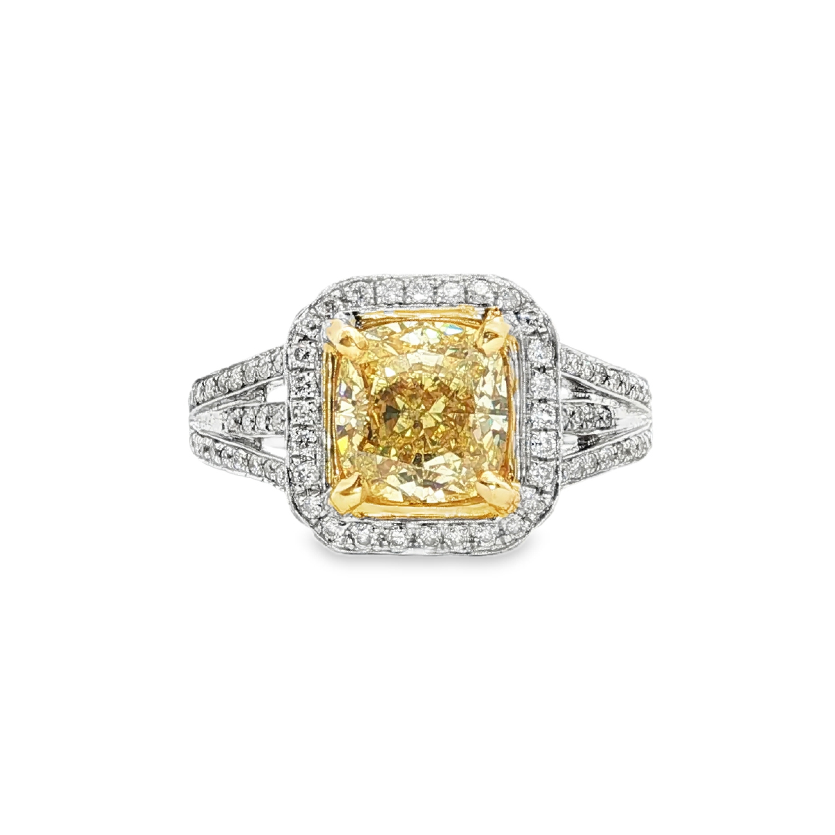 Diamond weight-0.71ct Fancy yellow weight- 2.20ct 