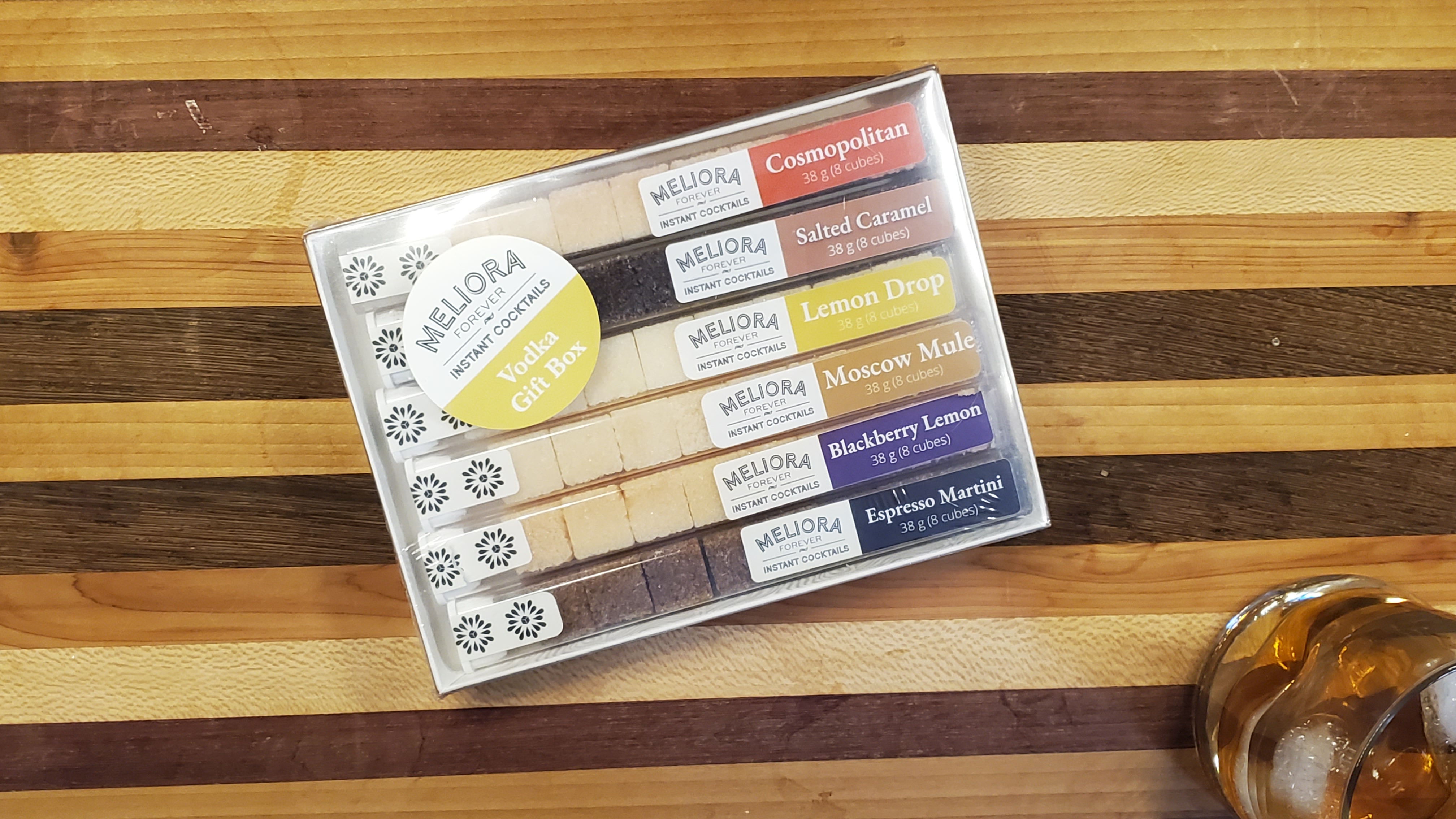 Includes shrink wrapped box containing all 6 Vodka Martini Flavors