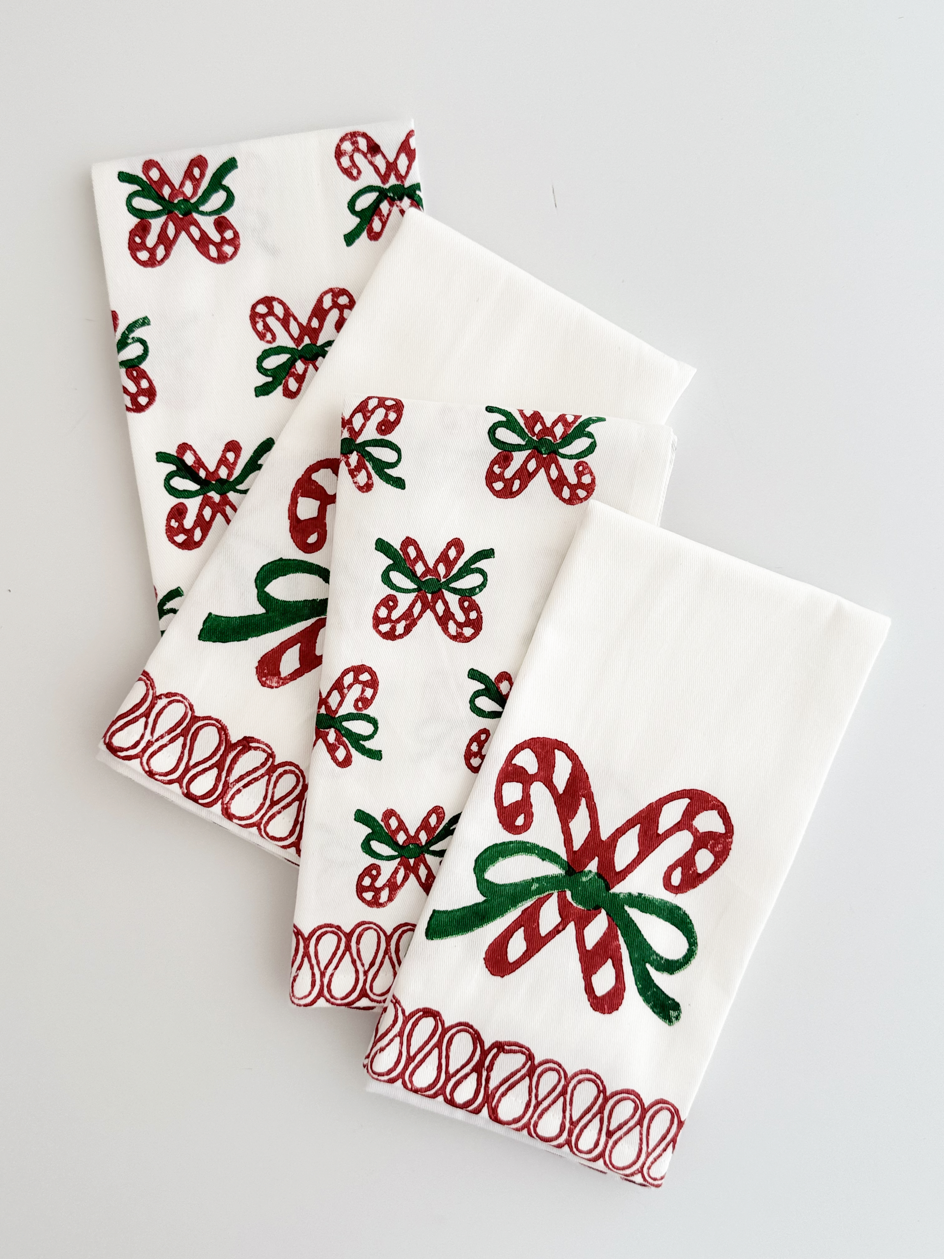 (2) Different Designs of our Candy Can Organic Napkin Sets 