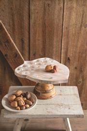 Carved Wood Acorn Dessert Stand