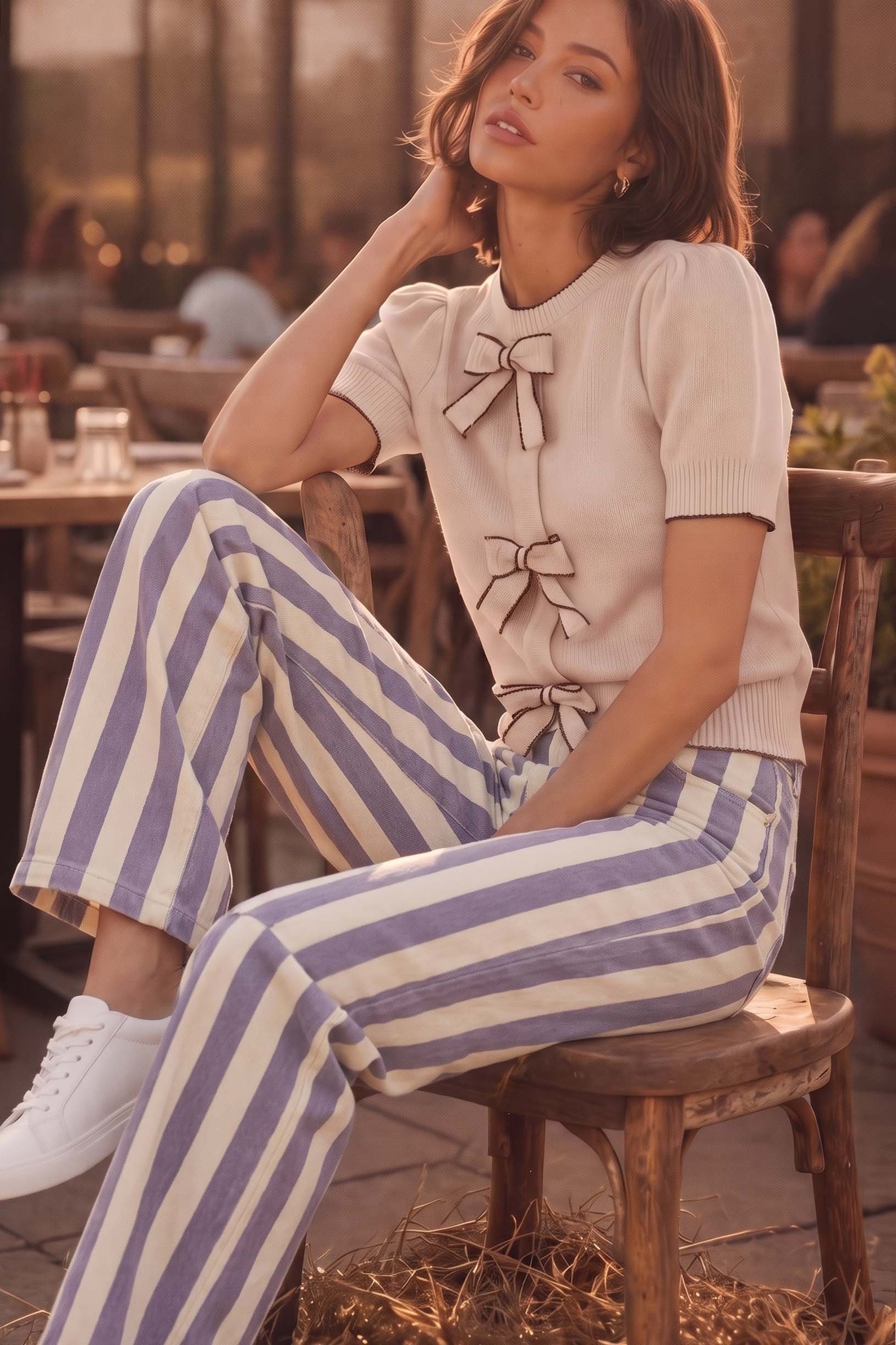1"striped casual pants