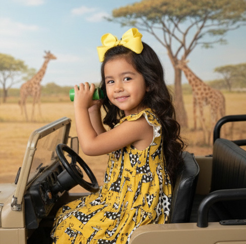Back to school fun with our giraffe safari print!