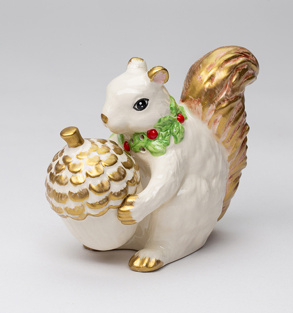 Holiday Squirrel with Acorn Salt and Pepper 3 1/2"H