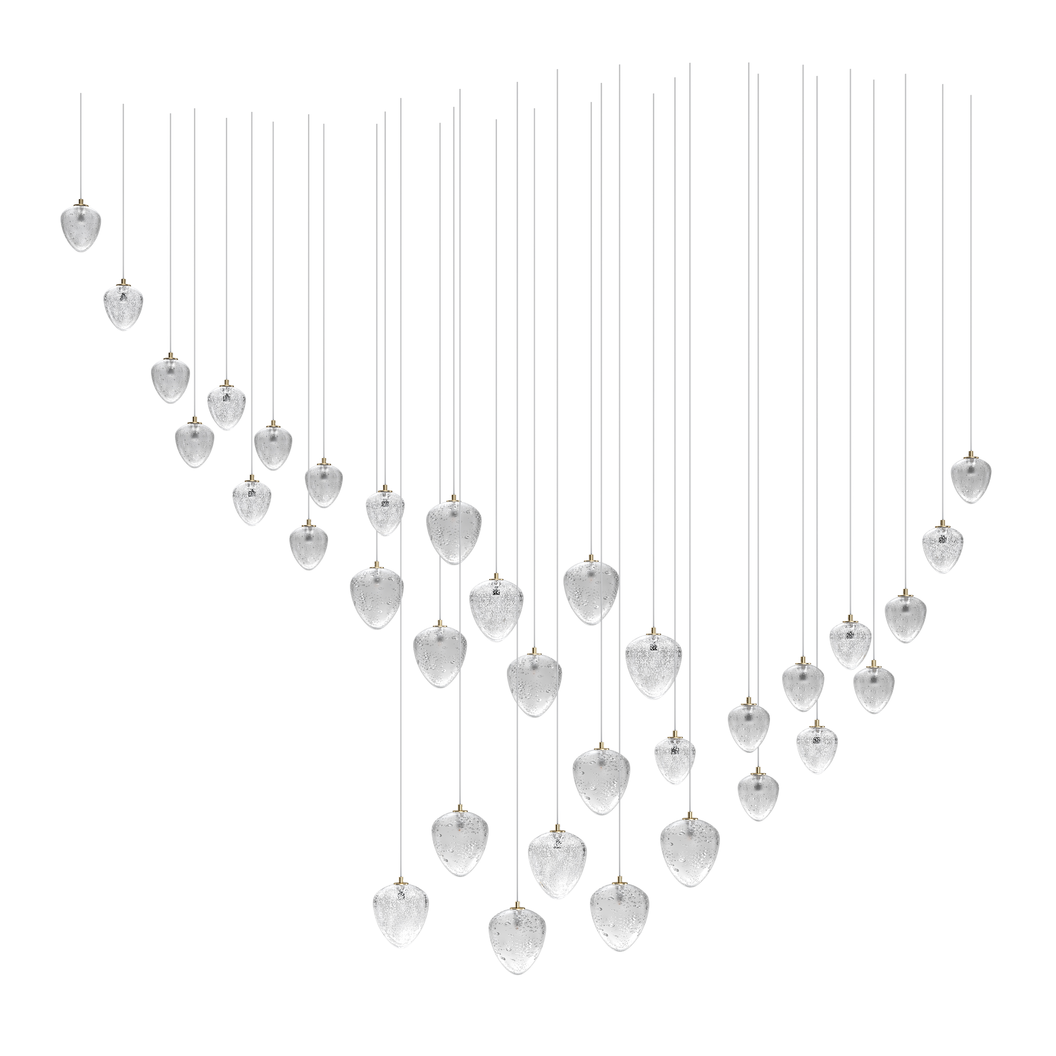 AMULET 11  Color: matt crystal + soda/crystal + soda  Length: 2850 mm (112,20 in)  Width: 880 mm (34,65 in)  Height: 2350 mm (92,52 in)  Weight: 65 kg  Light source: 20 x G9