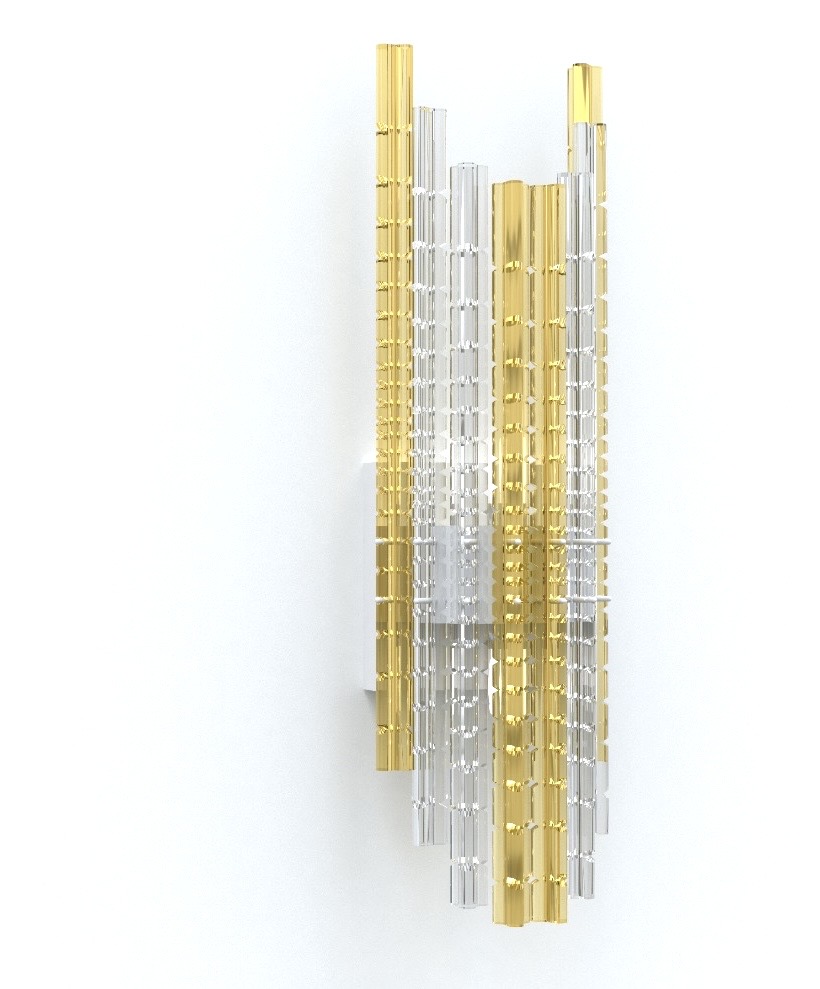 Long modern wall scones from the beautiful bohemian crystal sticks