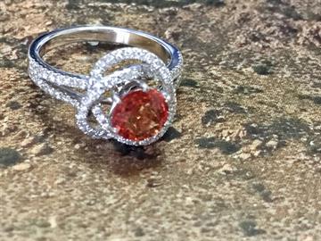 Orange Sapphire Diamond Ring