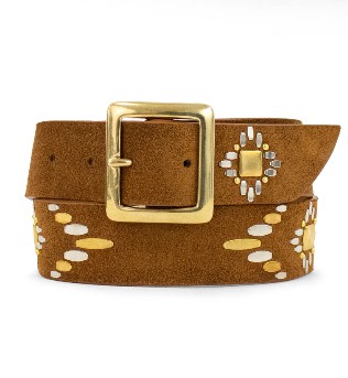 Handcrafted Suede Belt with solid Brass and Nickel Artwork Design