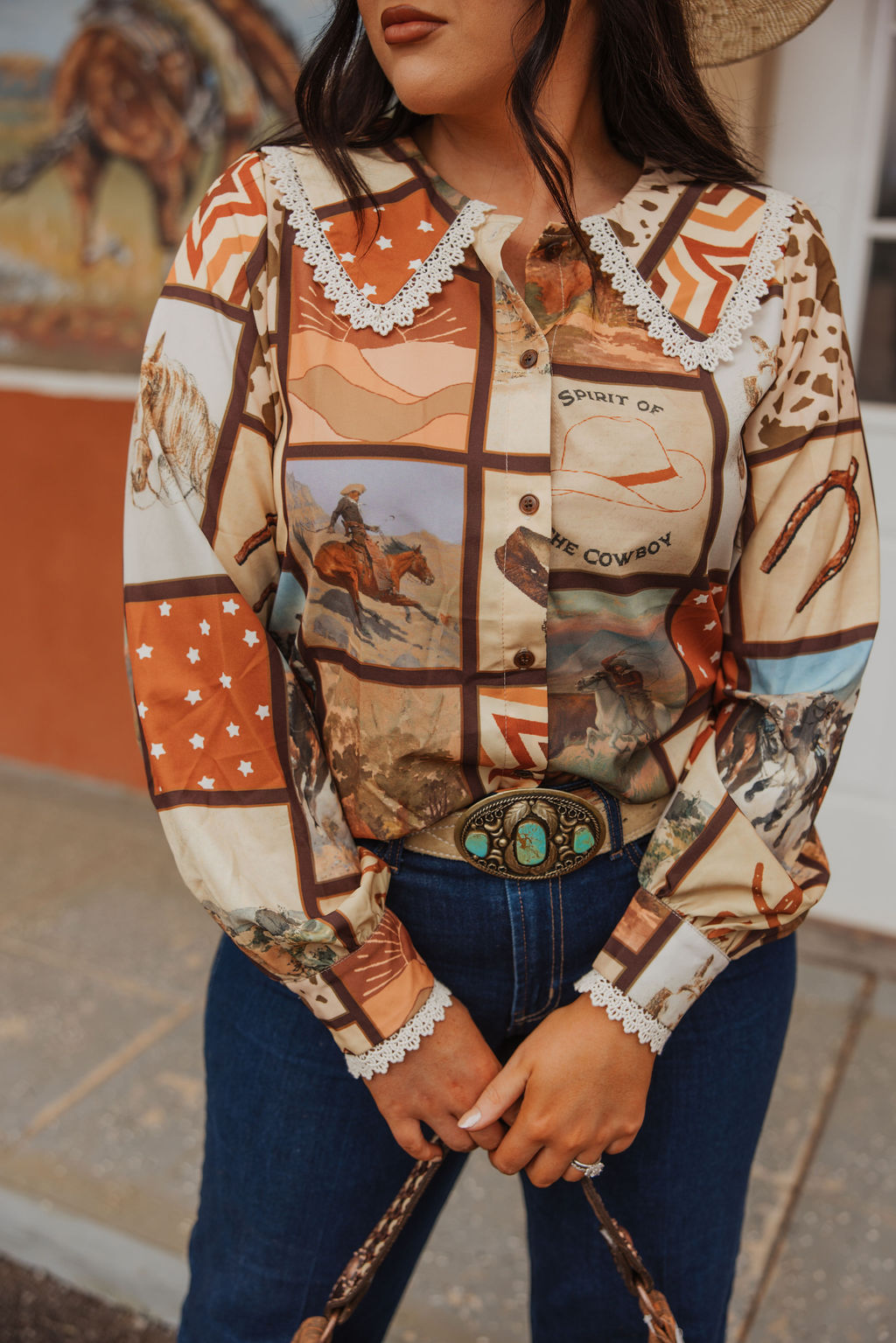 TH COLLAR WESTERN SQUARE TOP 