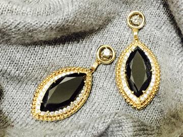 Natural Black Moissanite Drop Earrings