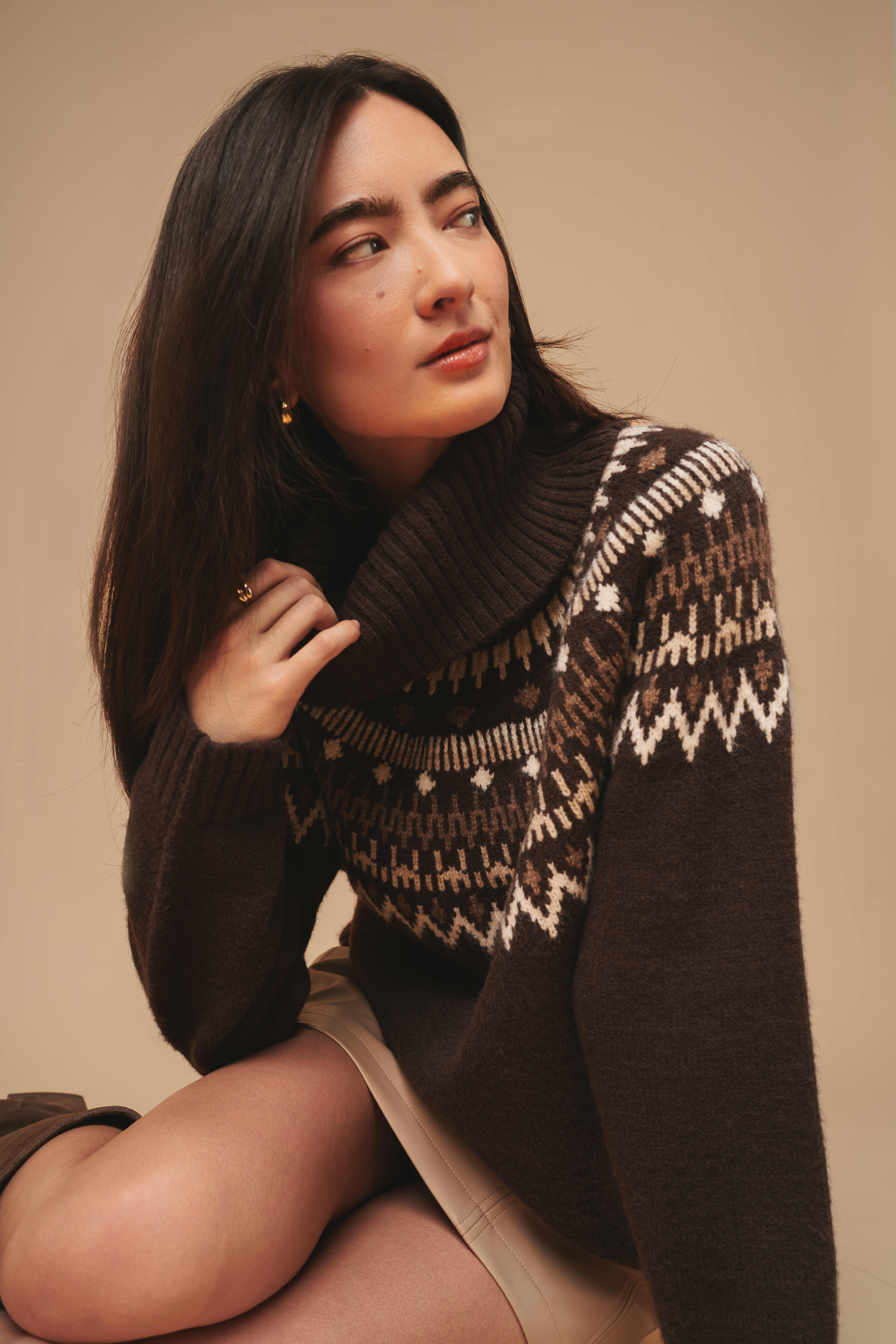 Cozy turtleneck Sweater with Jacquard detailing