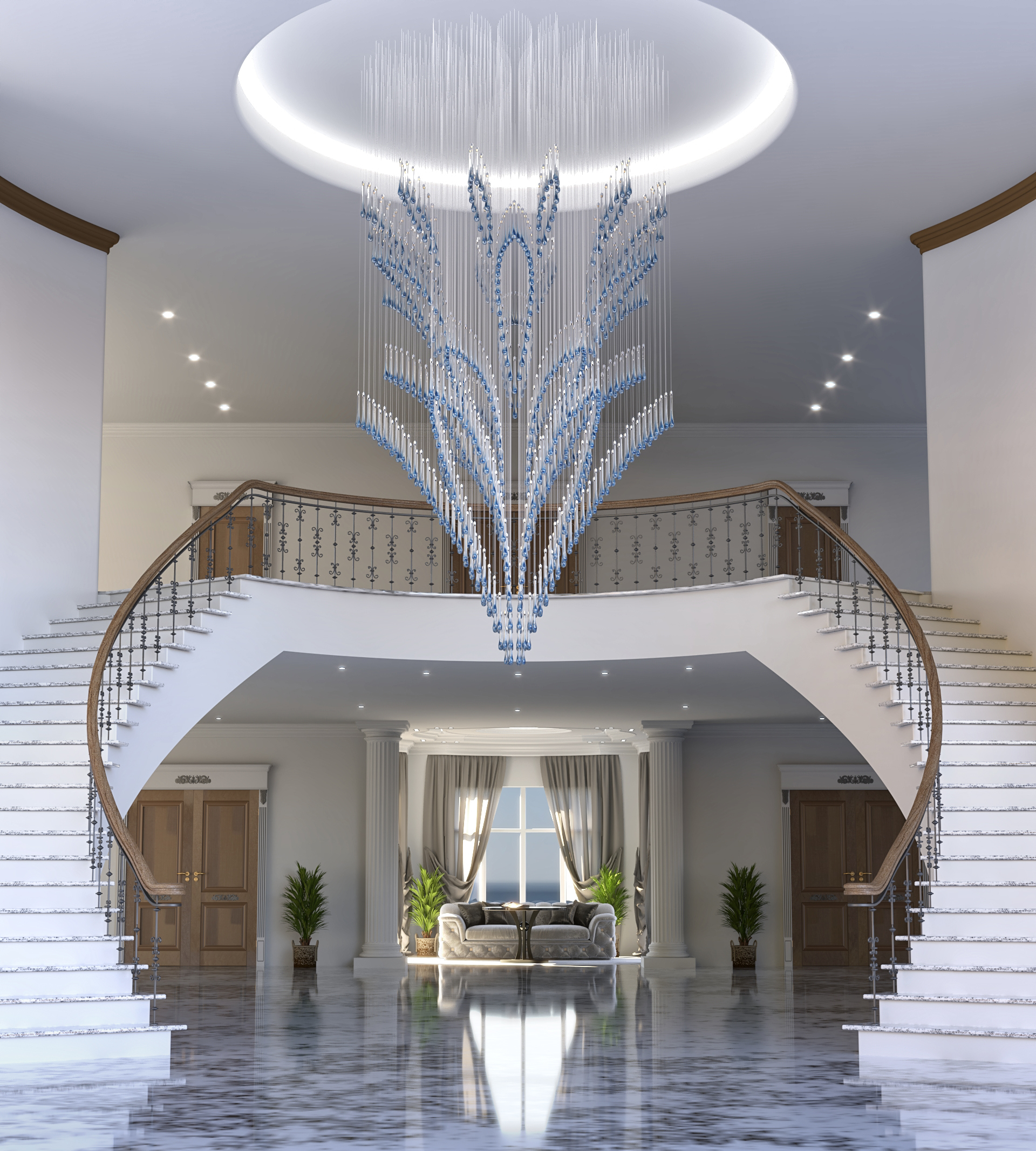 Color: crystal + middle blue + turquoise + soda Diameter: 2500 mm (98,43 in) Height: 3840 mm (151,18 in) Weight: 257 kg Light source: 192 x LED chip