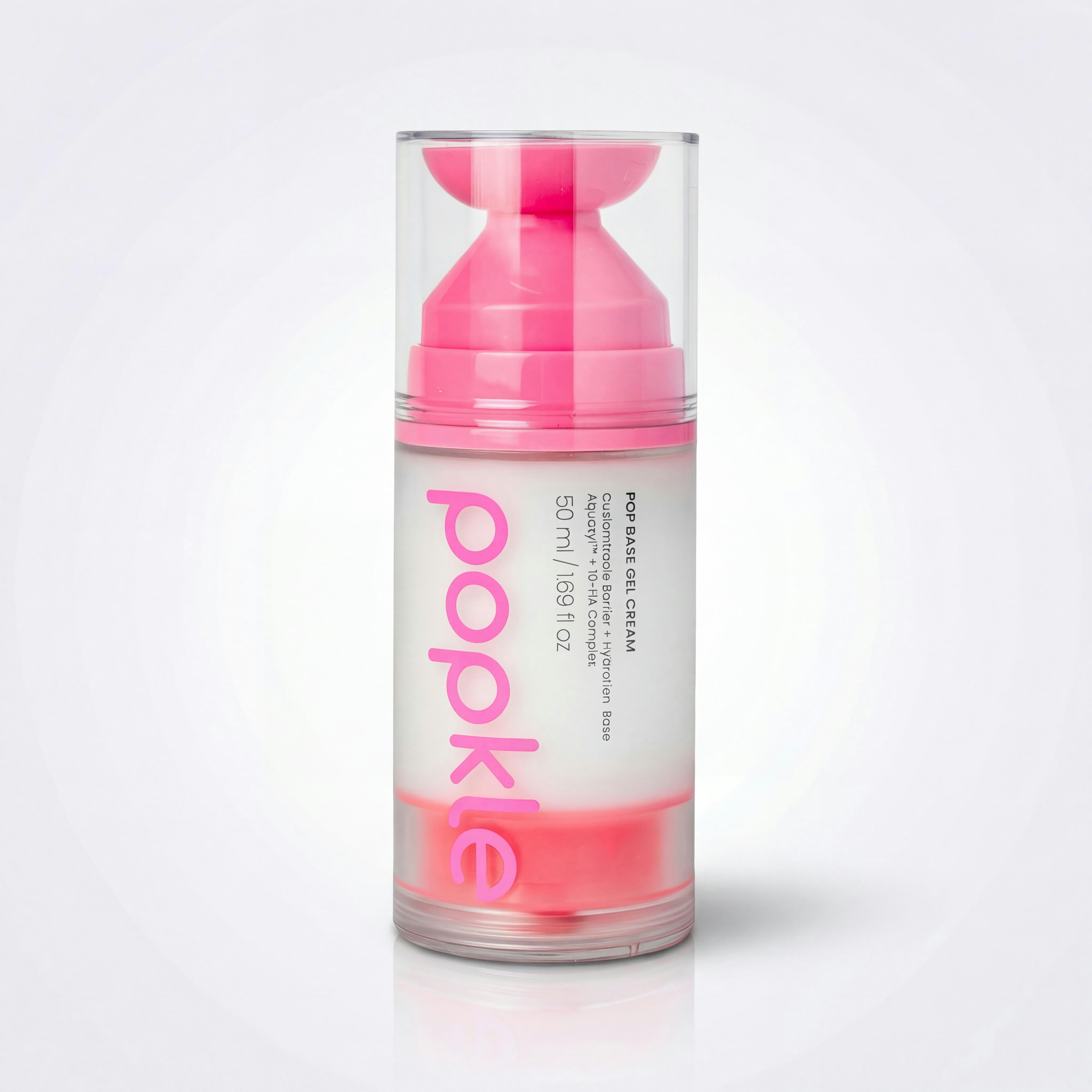 Pop Base Gel Cream hydrates, strengthens the skin barrier, and creates the perfect base for Popkle Boba Pearls. Use alone or mix pearls to customize your skincare with every application. ✨