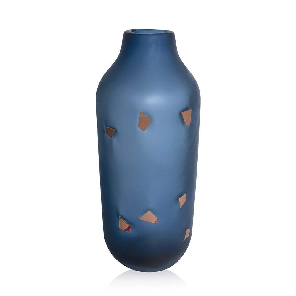 Terrazzo inspired navy blue vase.
