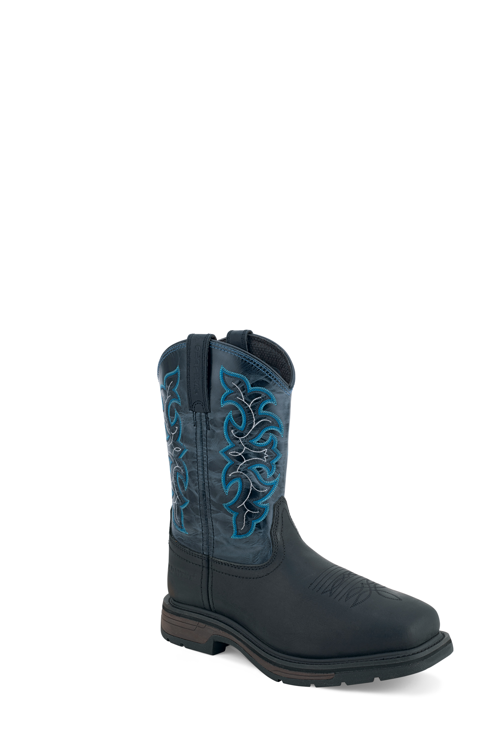 Premium Full grain leather 11" shaft, 6 – row fancy stitch, manmade lining,  broad square soft toe and Slip and Oil Resisting heavy duty rubber outsole.