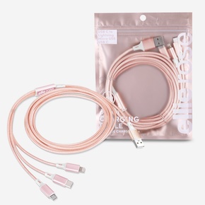  The Rose Gold 3-in-1 Charging Cable seamlessly supports Lightning, USB-C, and Micro USB devices, making it your all-in-one charging solution