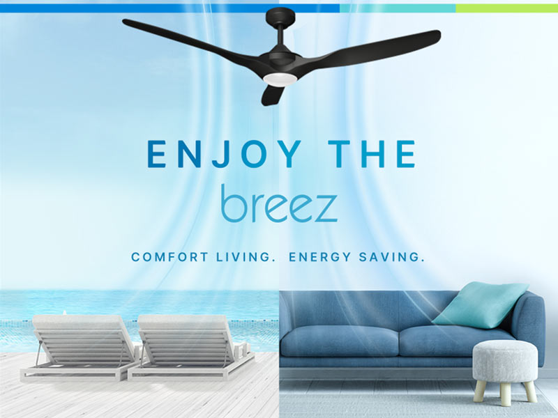 Delta Breez Benicia, 52-inch 3-Blade, Wet Rated, Ceiling Fan with LED Light and Remote Control