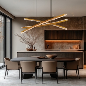 Introducing the Saber Integrated LED Brass Chandelier, a masterpiece of modern design and elegance. This stunning fixture features a luxurious brass finish.