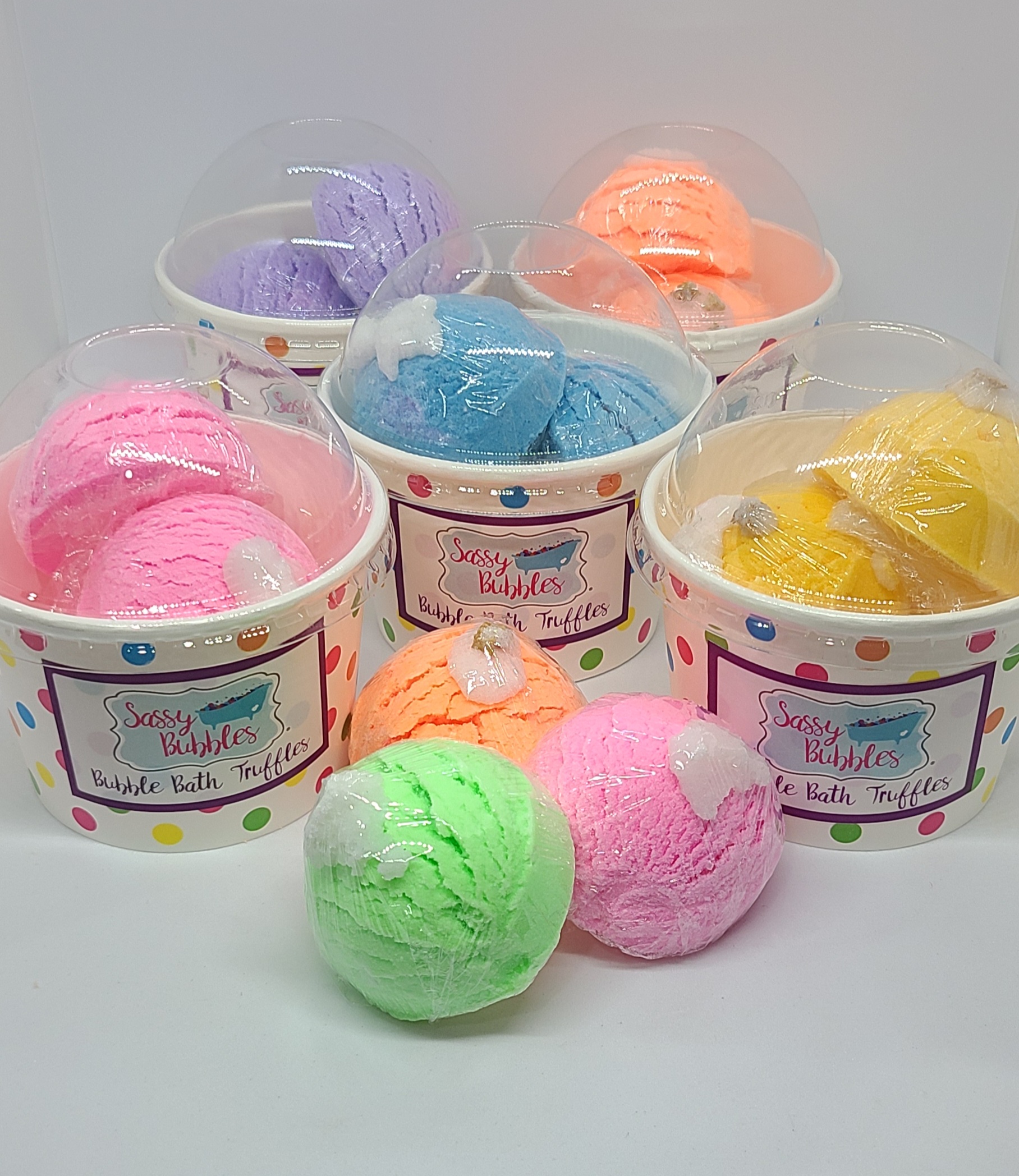 These truffles fizz, foam bubble. They are the most moisturizing bath bombs we make with cocoa butter and coconut oil. 