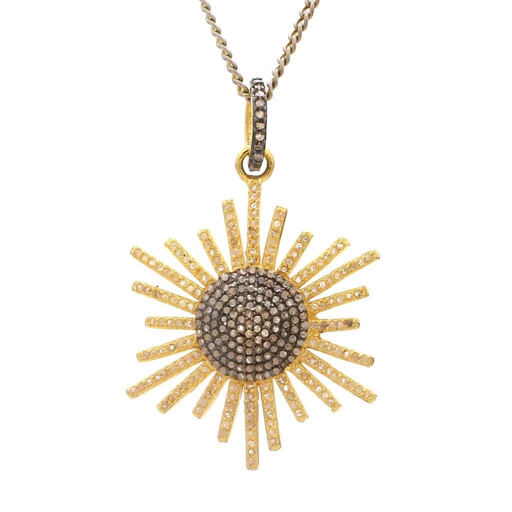Pendant- 32 mm in Sterling Silver Rose cut Diamond 1.9 carat Diamonds