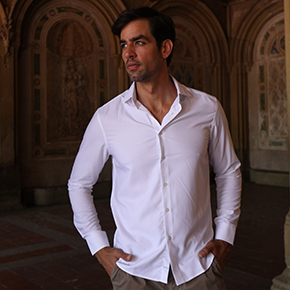 Our easy care, Bamboo Tencel Performance long sleeve shirt with stain, oil and water resistant material is the perfect addition to any wardrobe.
