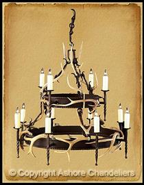 2 Tier Round Lodge w/Antlers CH-1018