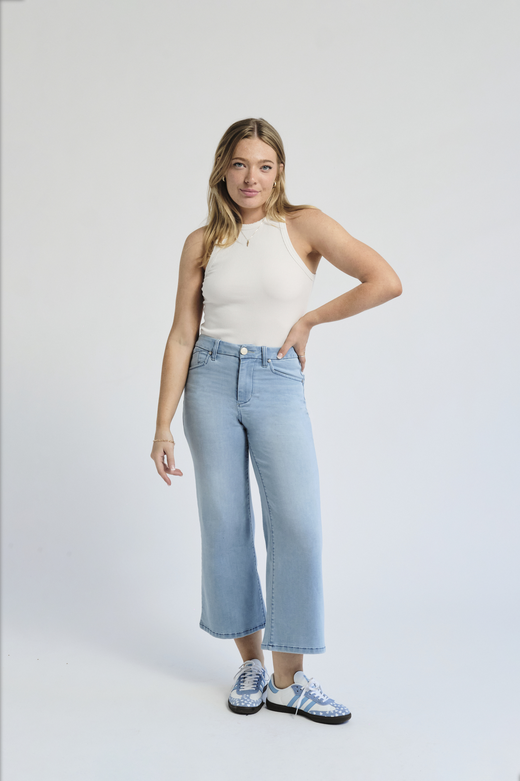 Our best-selling Better Butter wide leg from fall, is now Spring and Summer ready. Here this spring in the perfect cropped length and now in a warmer weather approved lighter wash