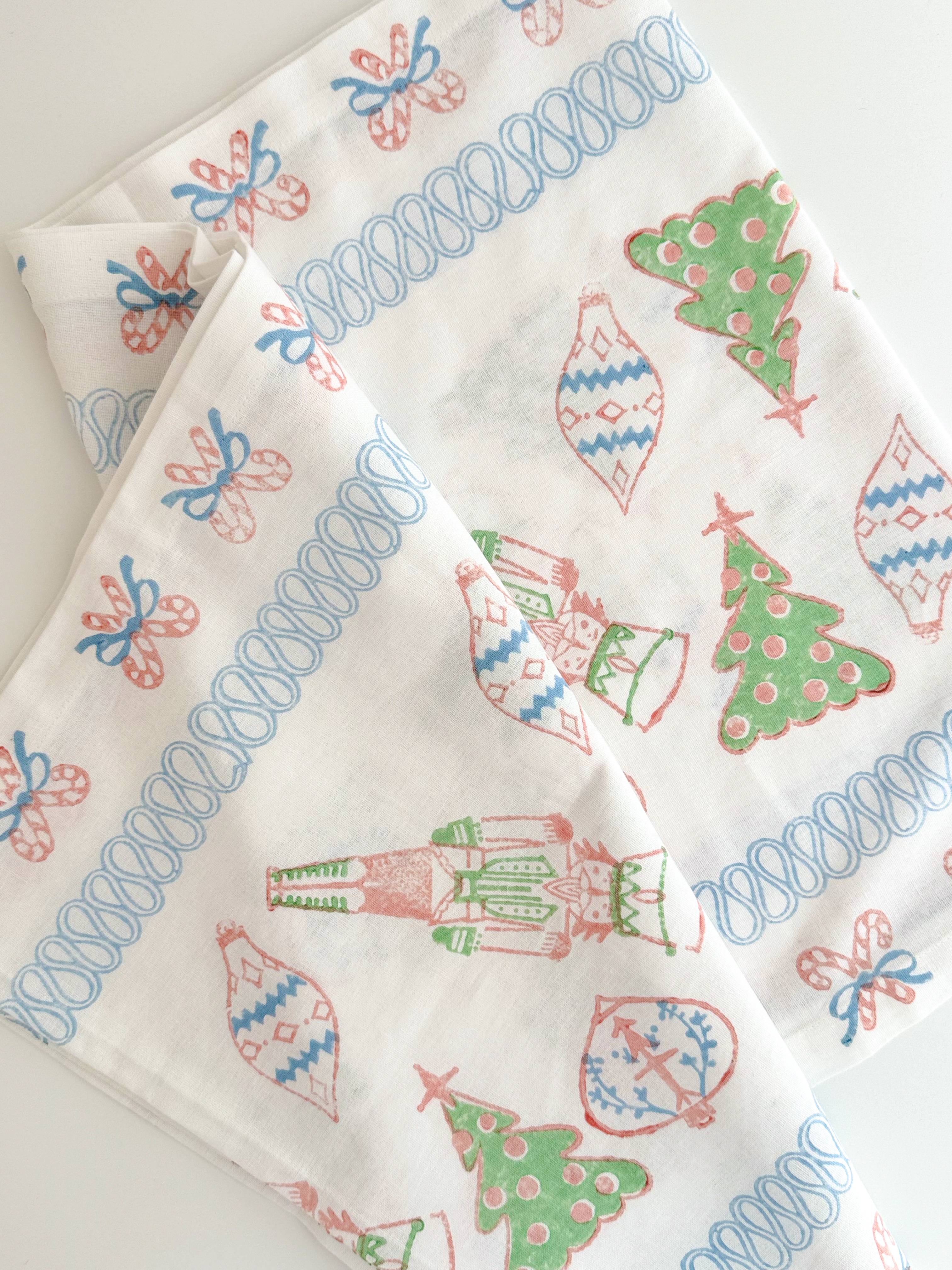 Our newest collection of Tea Towels, Sugar Plum.  Also in Table Runners and Organic Napkins.