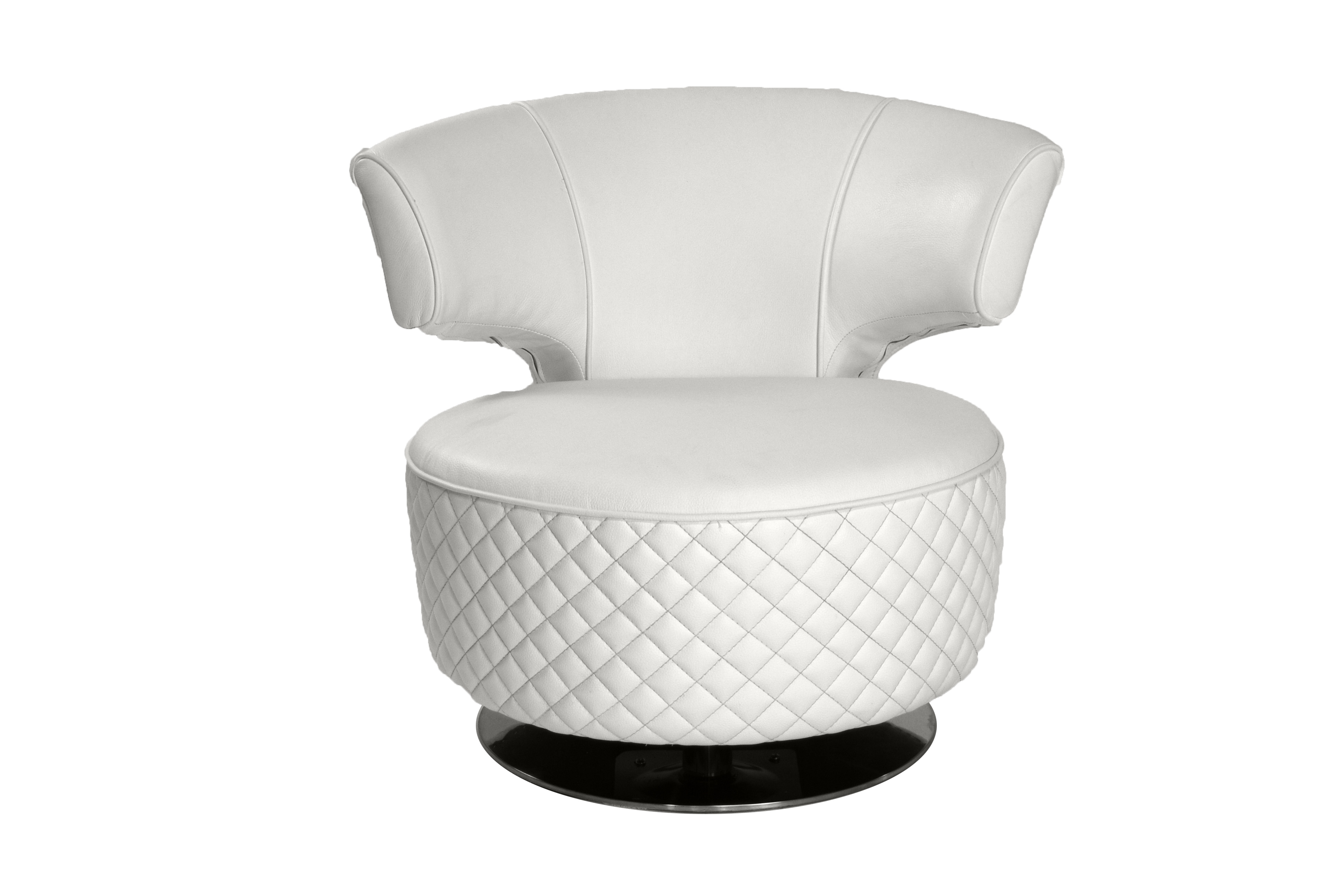 Italian leather-match chair, white color, with swivel leg, size: W28" D21" H17"