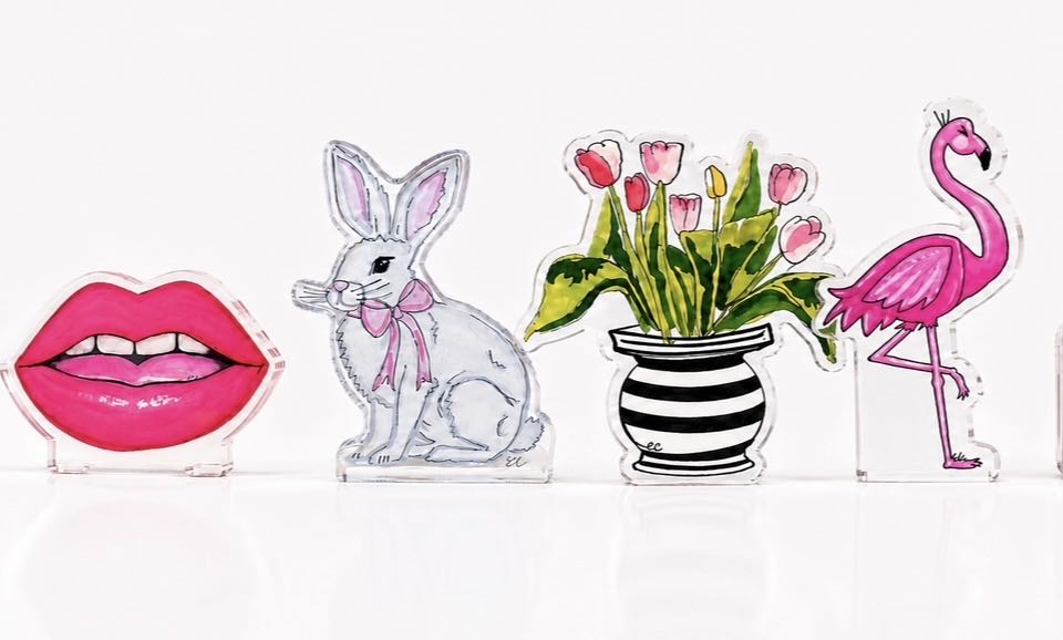 Acrylic tabletop shelfie   •The art is affixed to a thick weighted protective acrylic block, giving it a 3 dimensional appearance.  • The item is approximately 4 in x 6 in by 3/4th inch thick. 