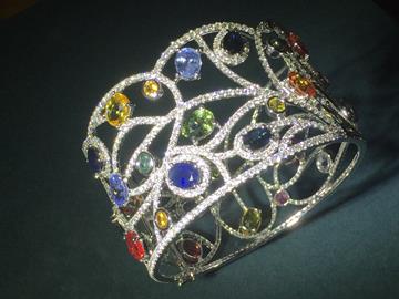 Fancy color sapphires and diamond bracelet