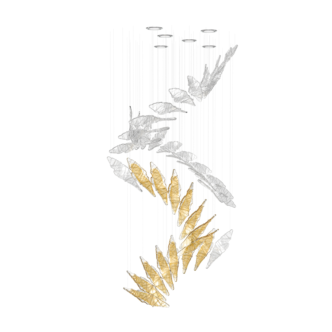   Colour: crystal/crystal  + gold topaz core  Length: 870 mm (34,25 in)  Width: 650 mm (25,59 in)  Height: 1350 mm (53,15 in)  Weight: 9,5 kg  Light source: 6 x G10