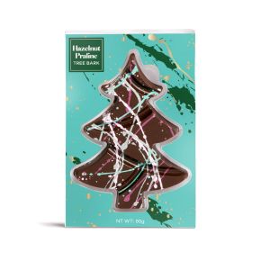 Dark Chocolate Hazelnut Praline Bark with Caramel and Candied Hazelnuts Folded In. 